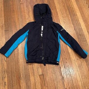 Abercrombie kids bear run jacket in navy/blue with zipper and snap closure